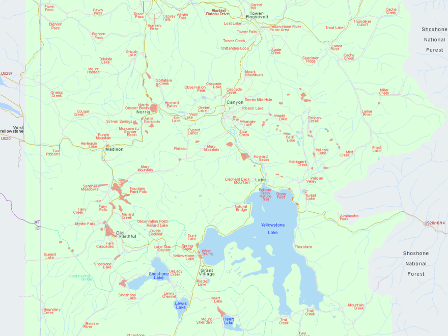 Map And Descriptions Of Hikes And Trails In Yellowstone National Park Wyoming