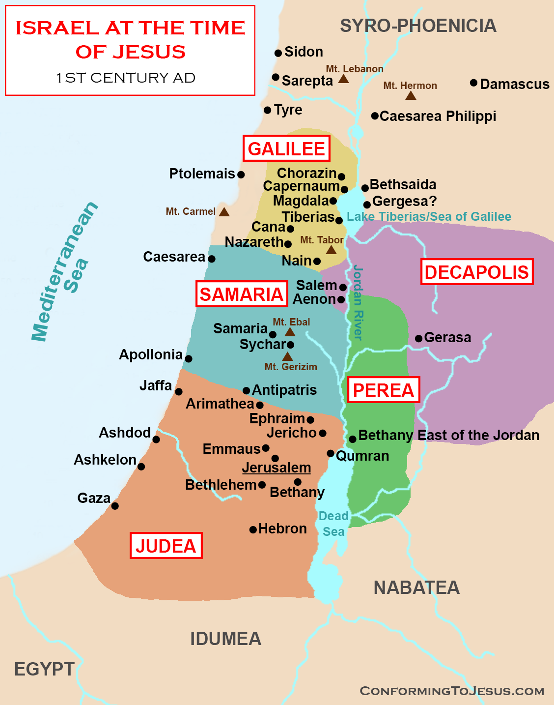 Map And History Of Israel At The Time Of Jesus Christ Map And History Of Israel At The Time Of Jesus Christ