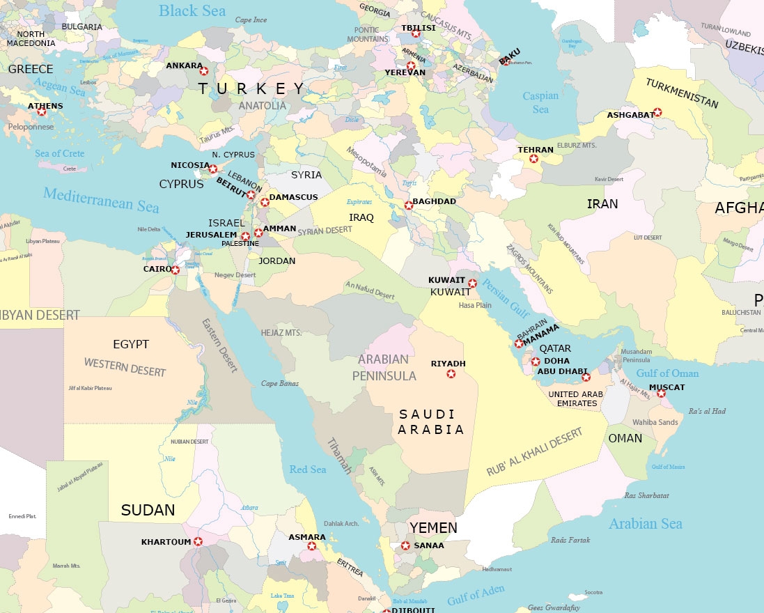 Free Middle East Map Printable