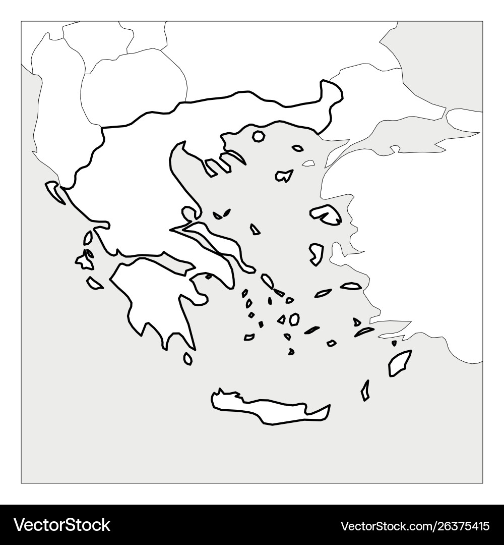 Map Greece Black Thick Outline Highlighted Vector Image