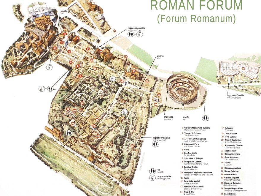 Map High Resolution Map Of The Roman Forum Archaeological Site GRAND VOYAGE ITALY