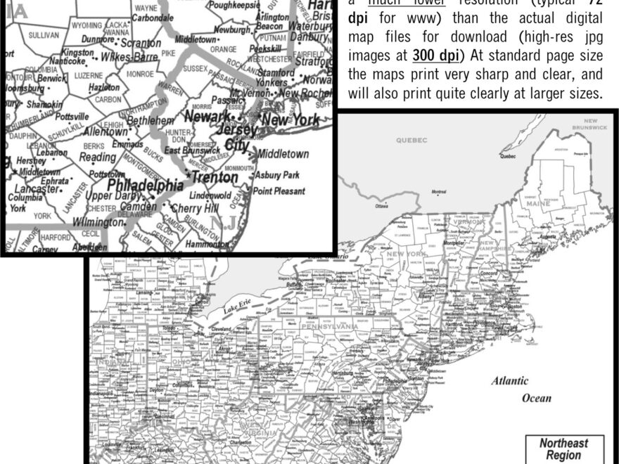 Map Northeast Region County city White