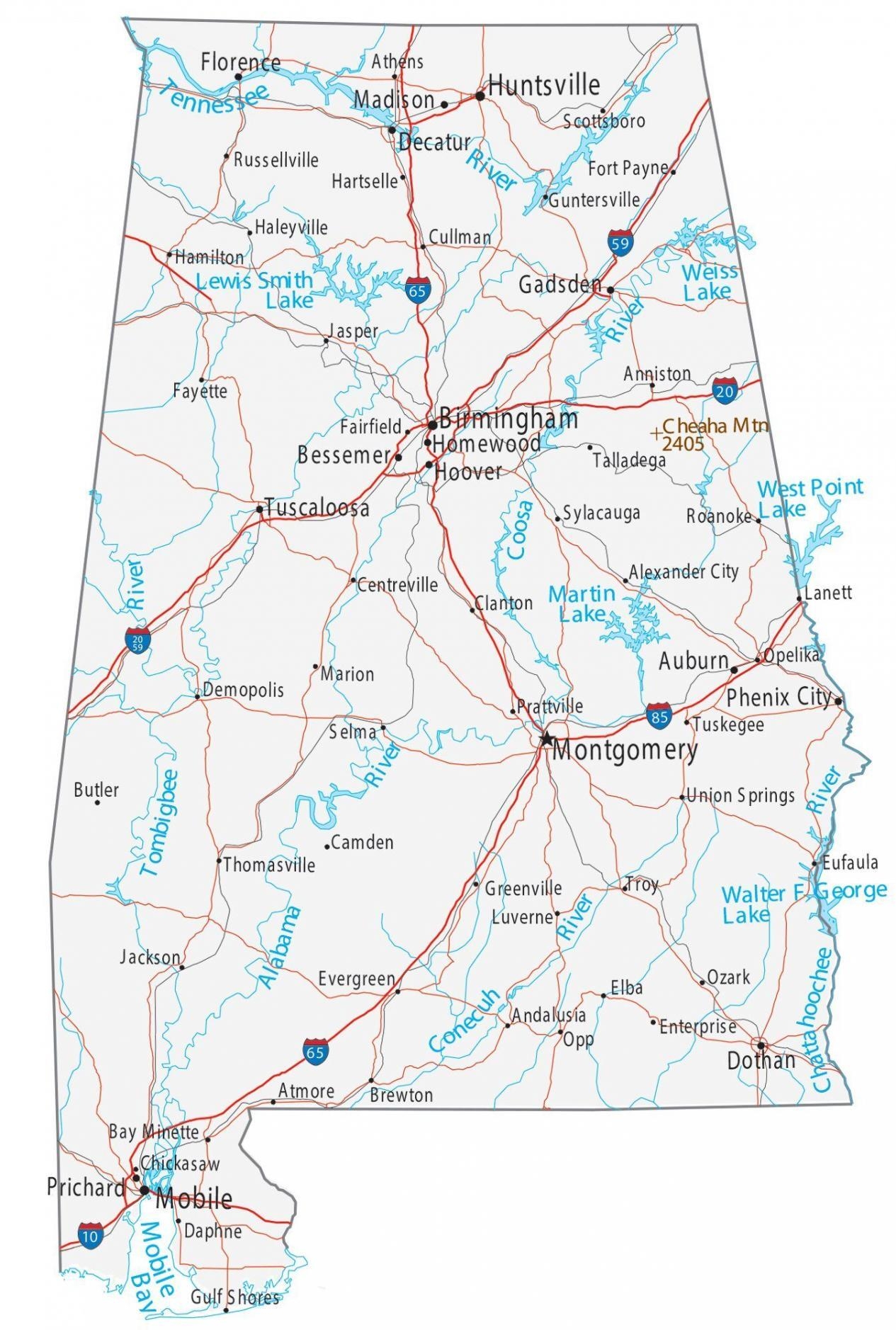 Alabama Road Map Printable