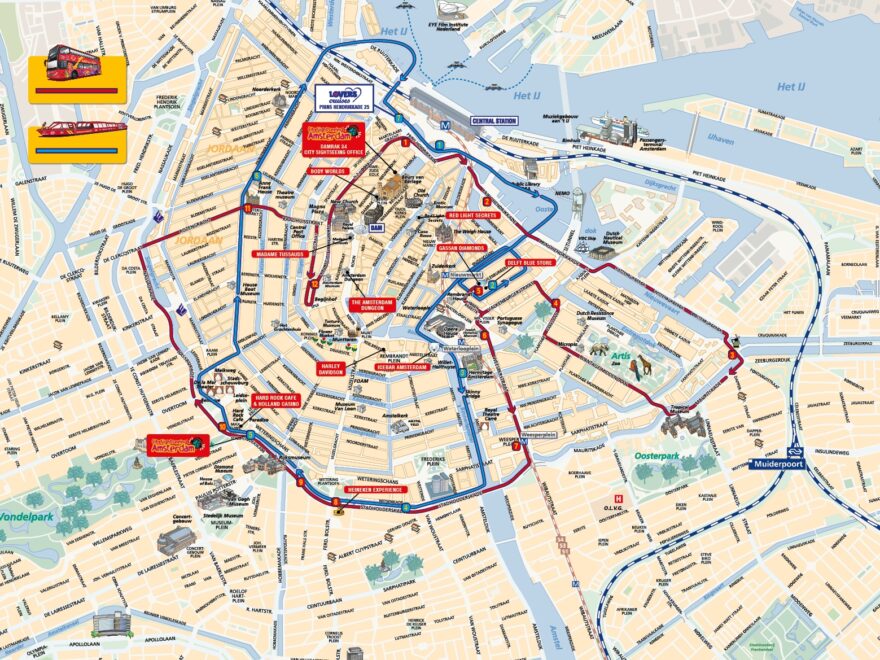 Map Of Amsterdam Tourist Attractions Sightseeing Tourist Tour