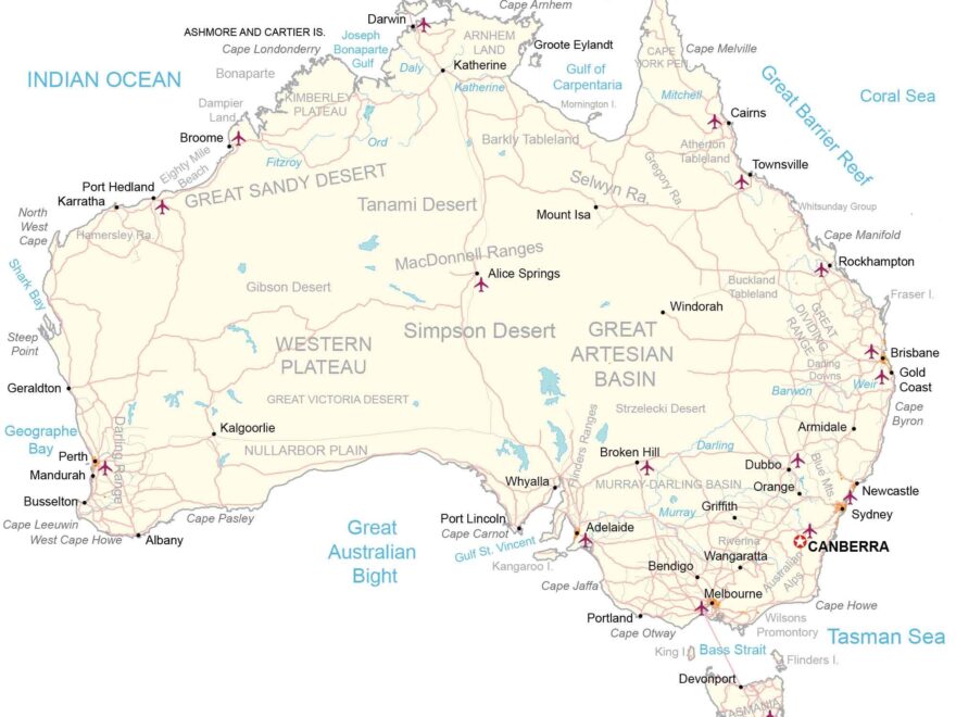 Map Of Australia Cities And Roads GIS Geography