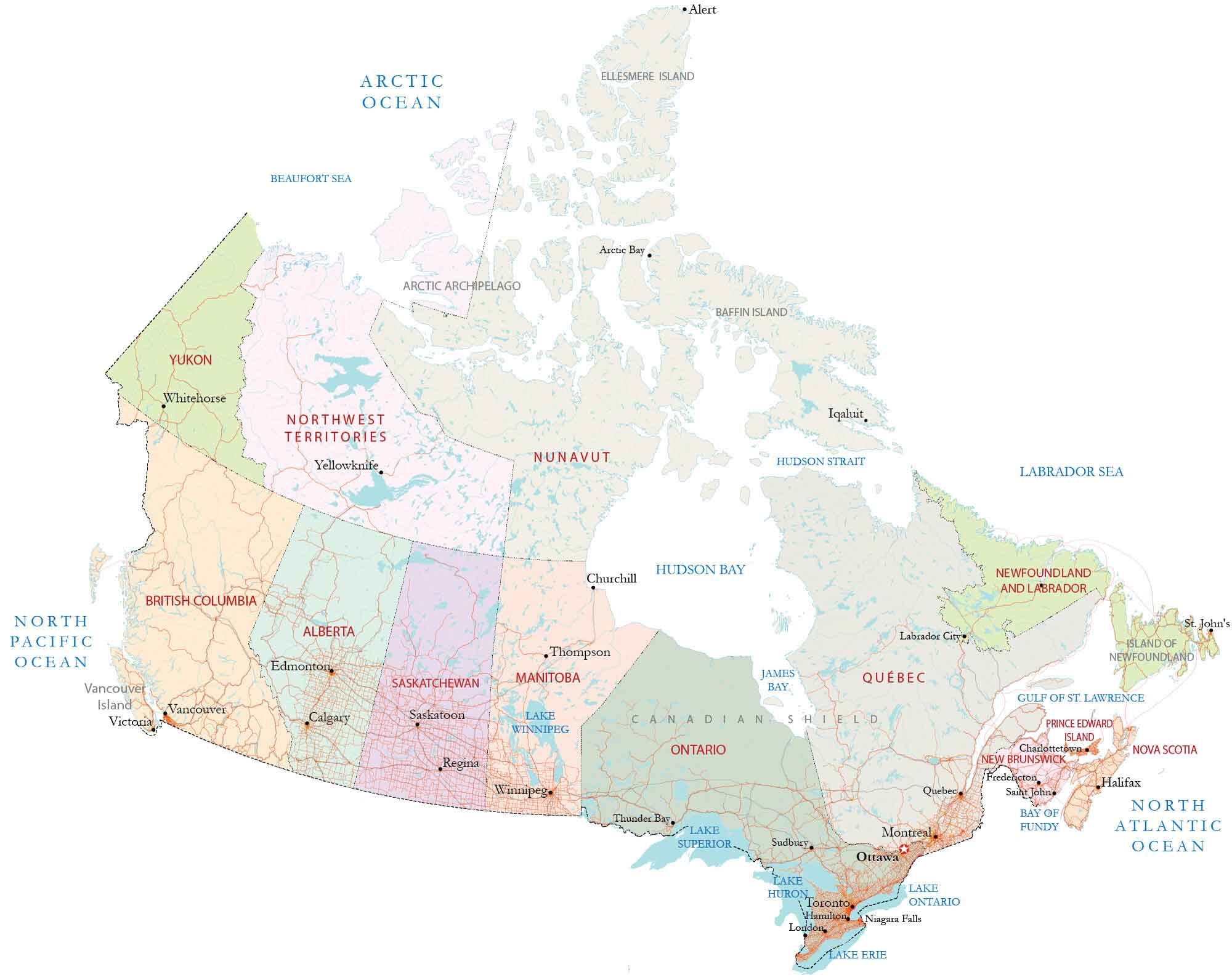 Canda Provinces On Printable Map