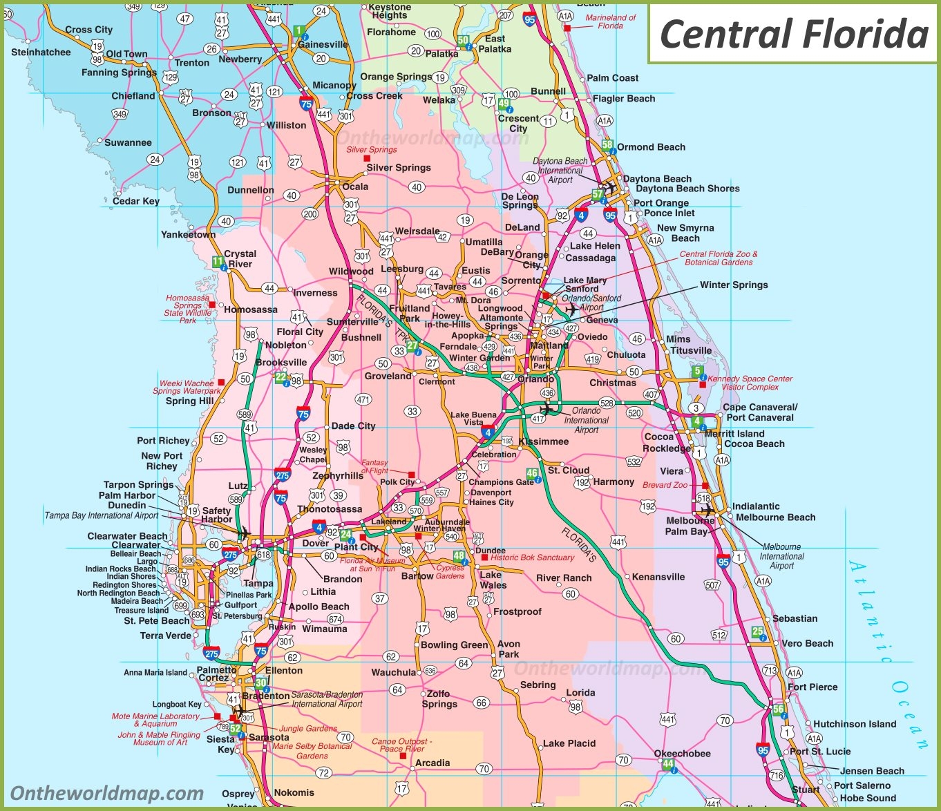Map Of Central Florida Ontheworldmap