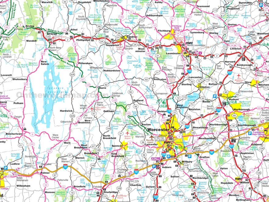 Map Of Central Massachusetts Ontheworldmap
