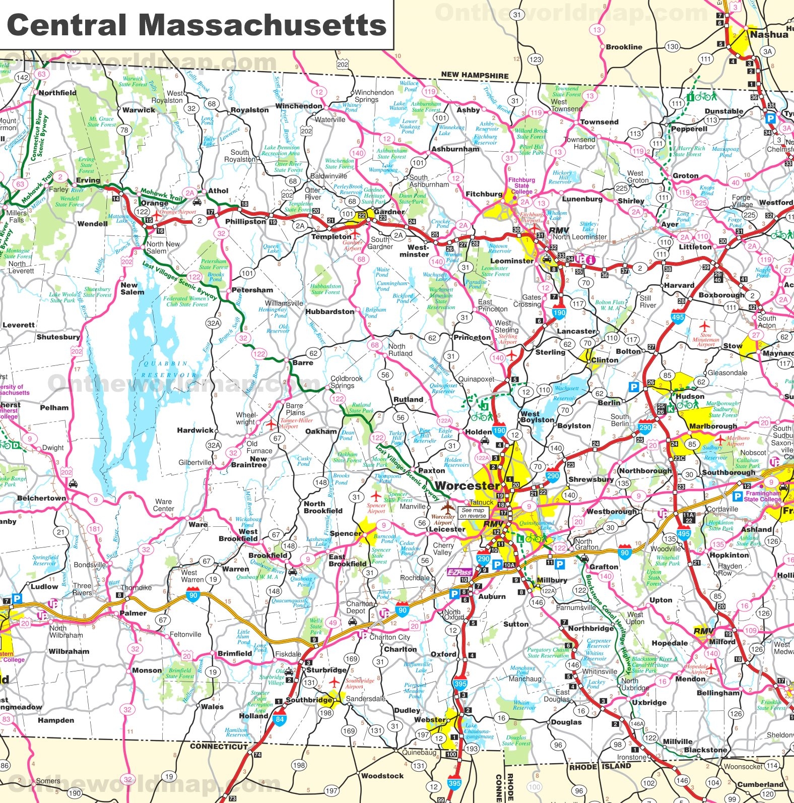 Map Of Central Massachusetts Ontheworldmap