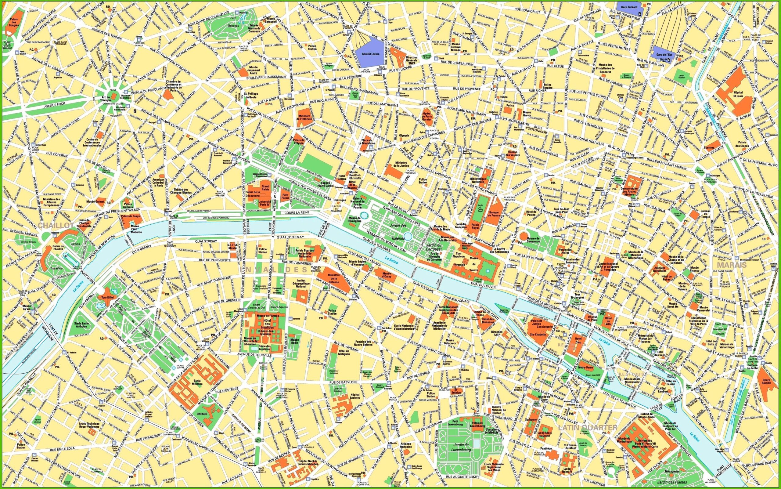 Map Of Central Paris Detailed Map Of Paris le de France France 