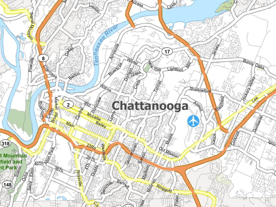 Map Of Chattanooga Tennessee GIS Geography