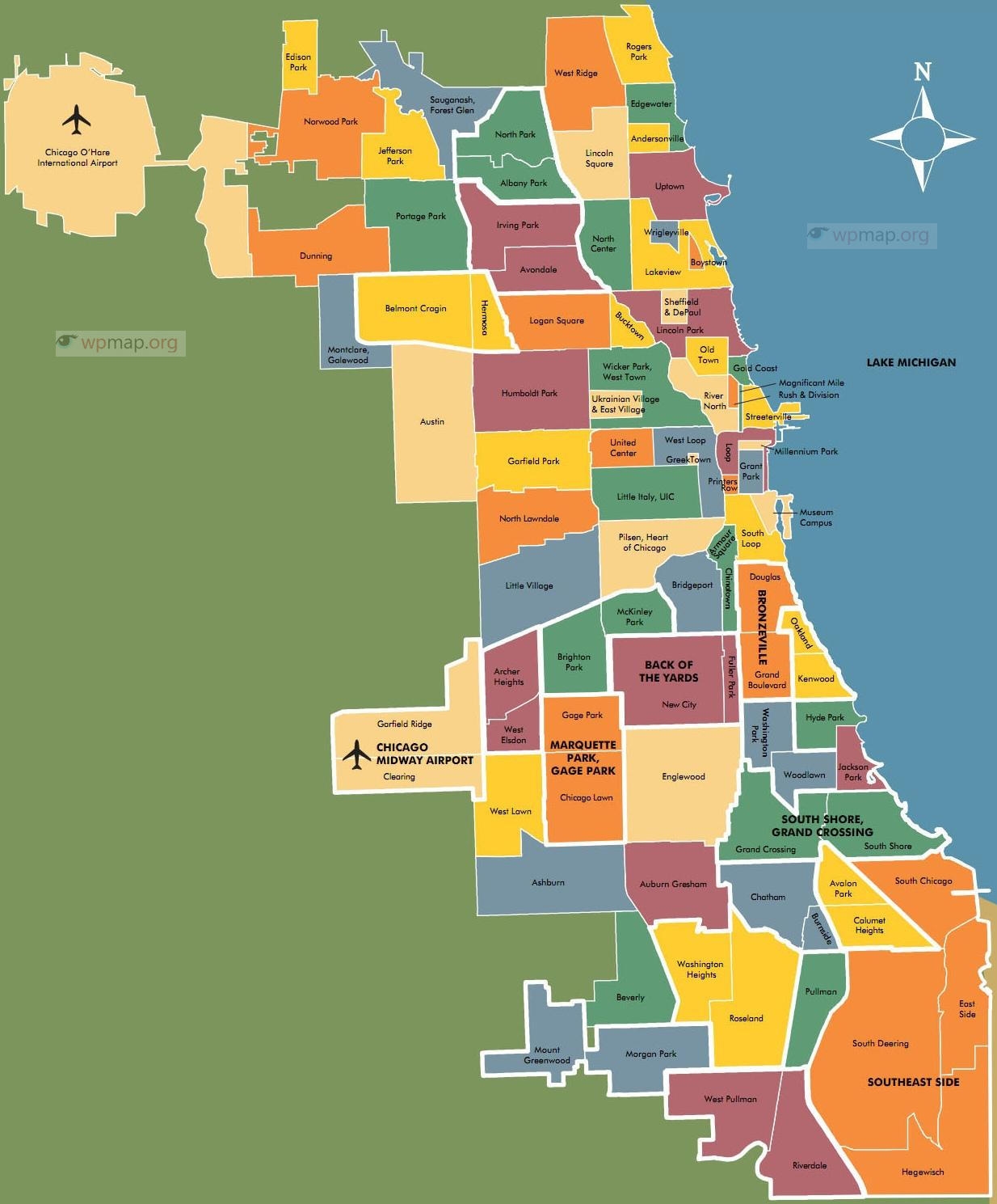 Map Of Chicago Printable Map Of Chicago Chicago Map Usa