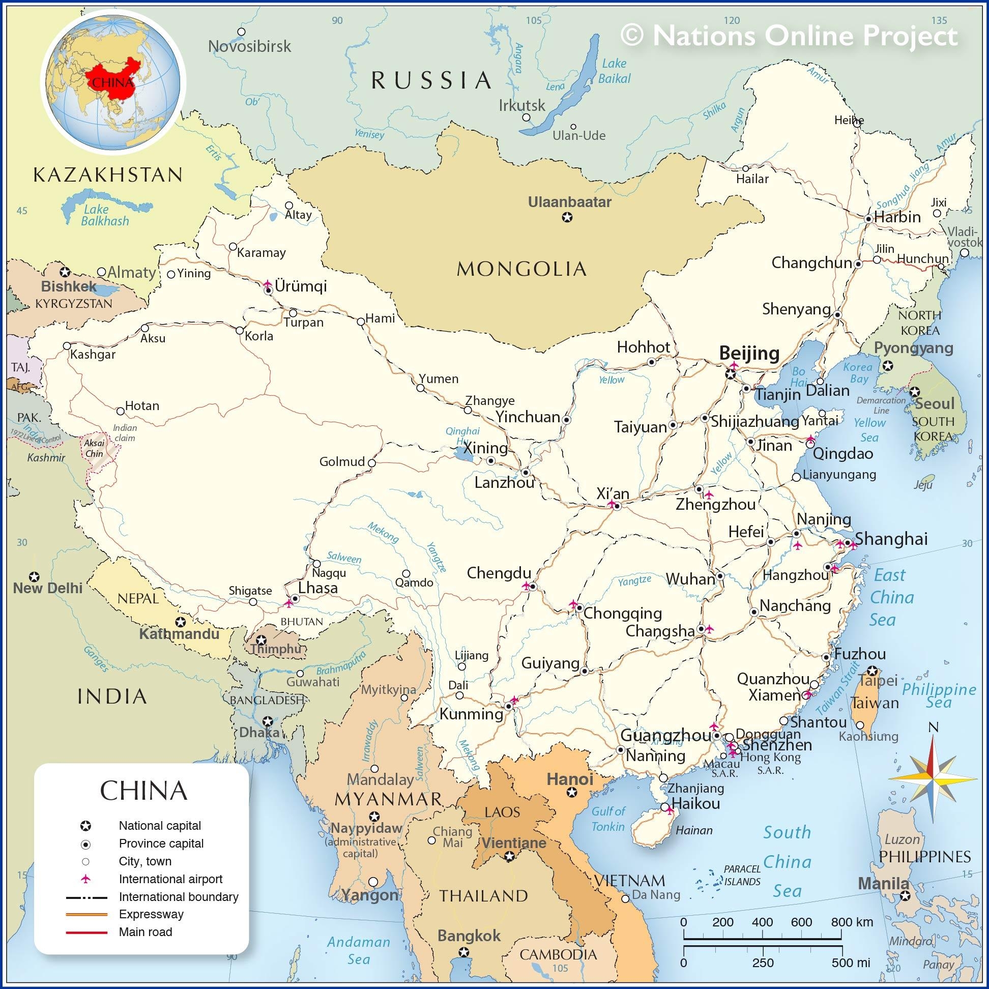Outline Map Of China Printable A4 Size