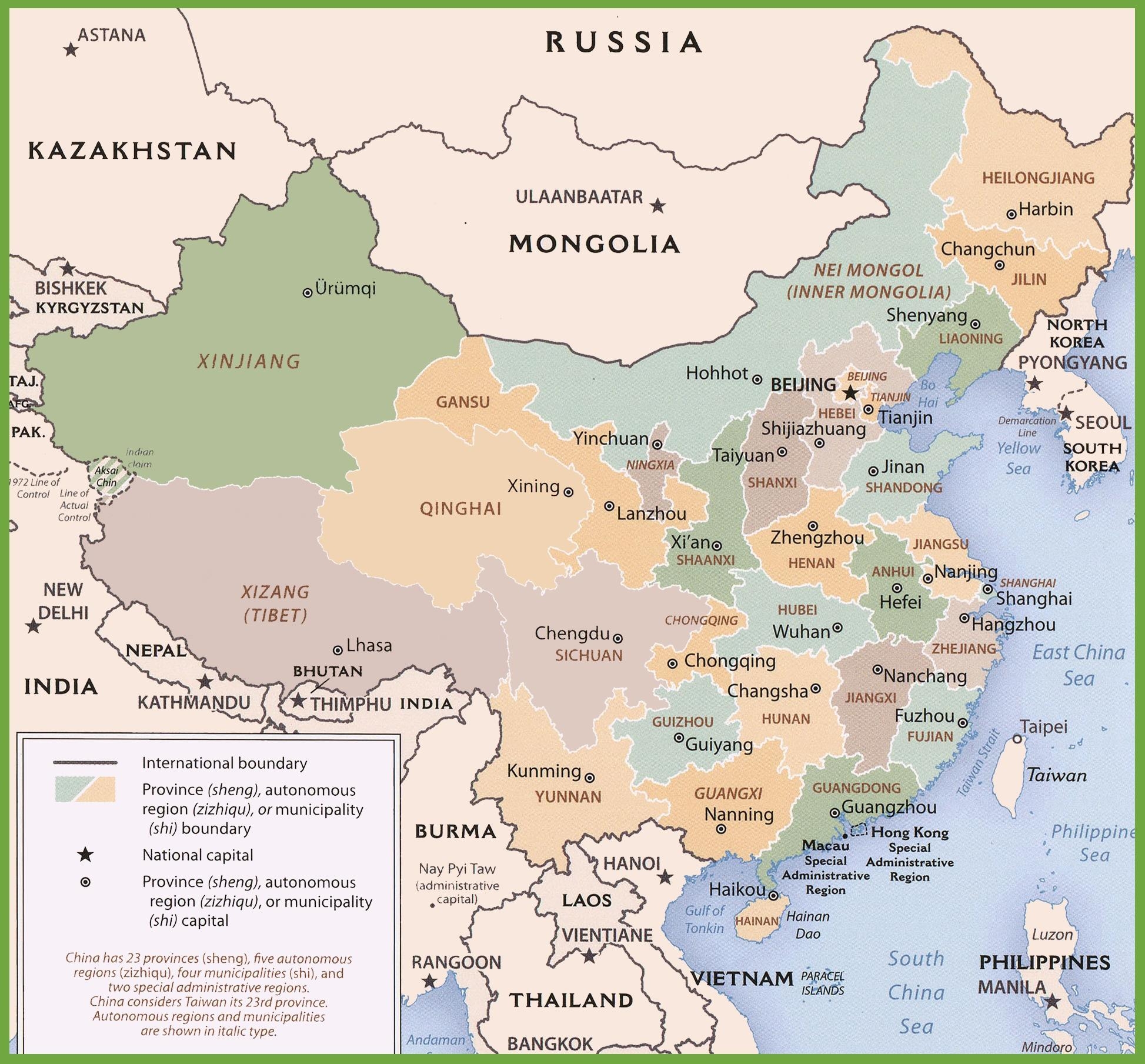 China Map Printable A4