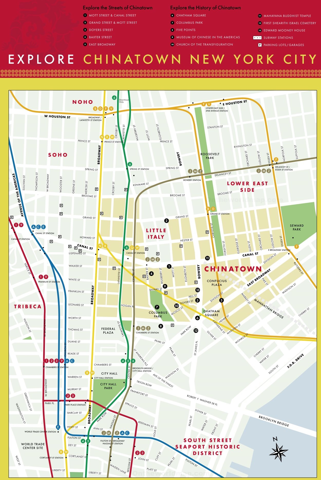Map Of Chinatown Manhattan New York City Ontheworldmap