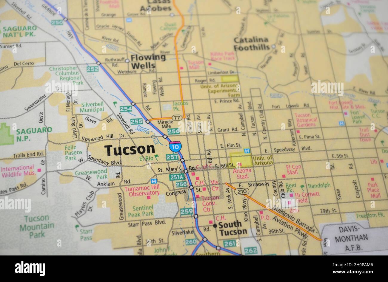 Map Of City Of Tucson AZ Stock Photo Alamy