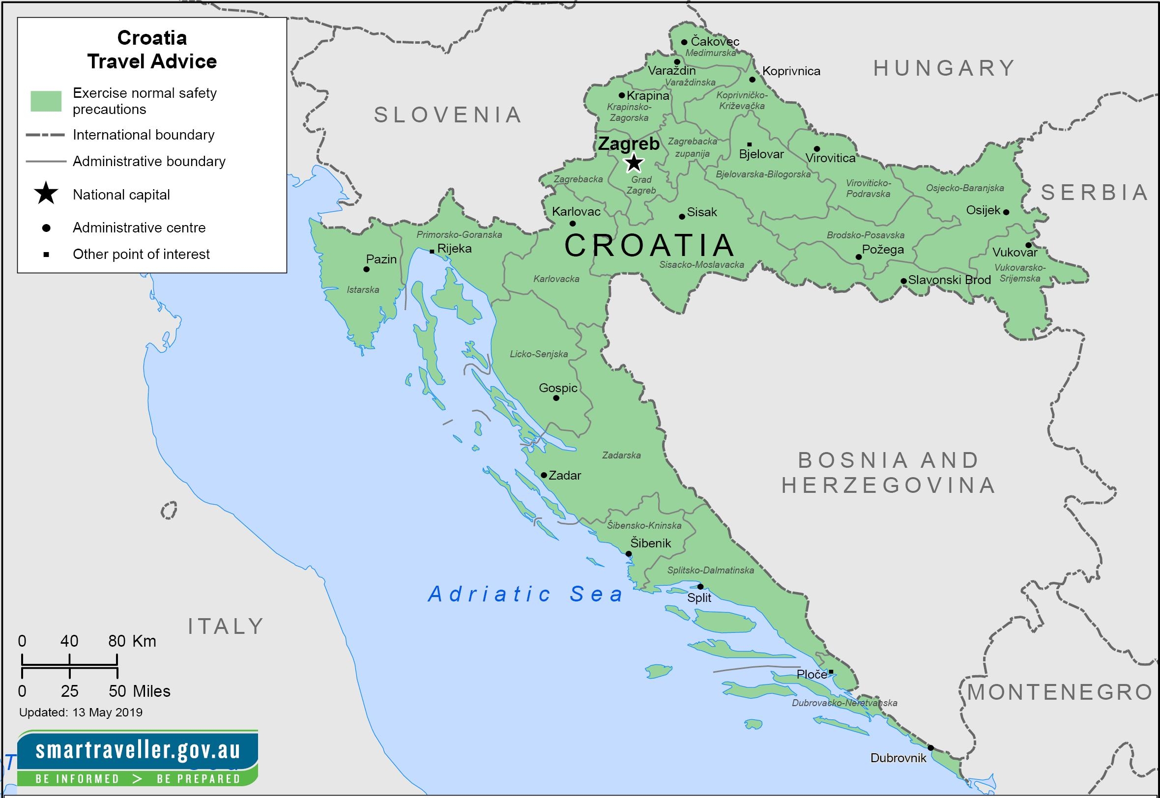 Printable Croatia Maps With Cities