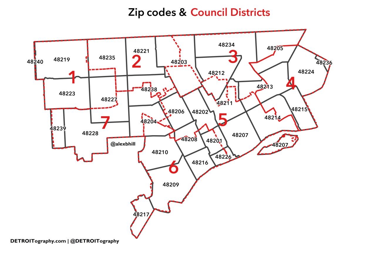 Map Of Detroit Postcode Zip Code And Postcodes Of Detroit