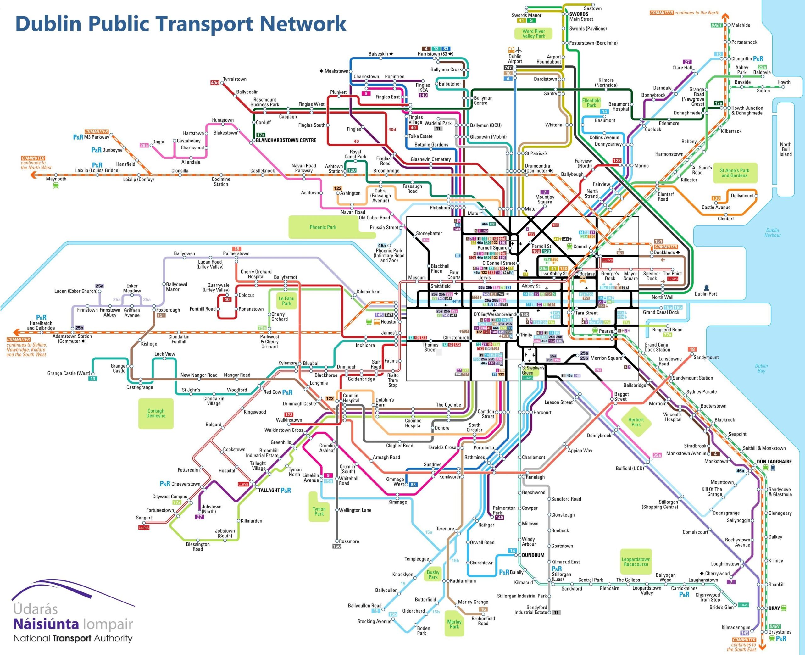 Map Of Dublin Transport Transport Zones And Public Transport Of Dublin
