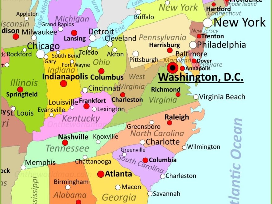 Map Of Eastern United States Ontheworldmap