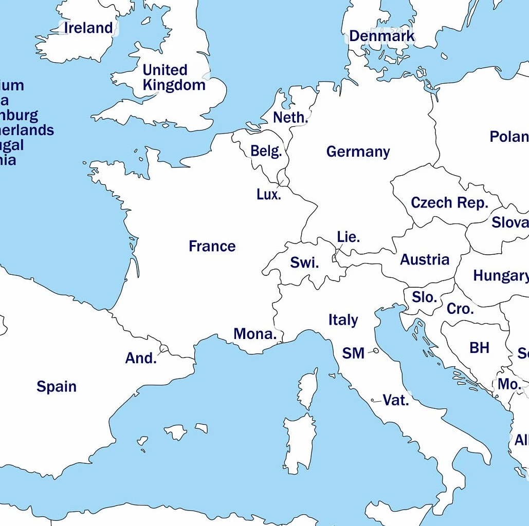 Printable Map Of Western Europe