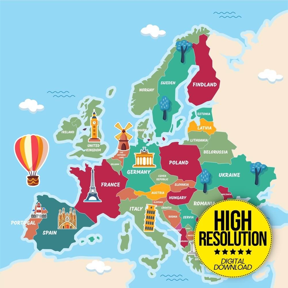 Map Of Europe To Print Free And In HIGH Quality 