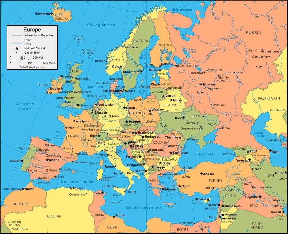 A3 Printable Map Of Europe