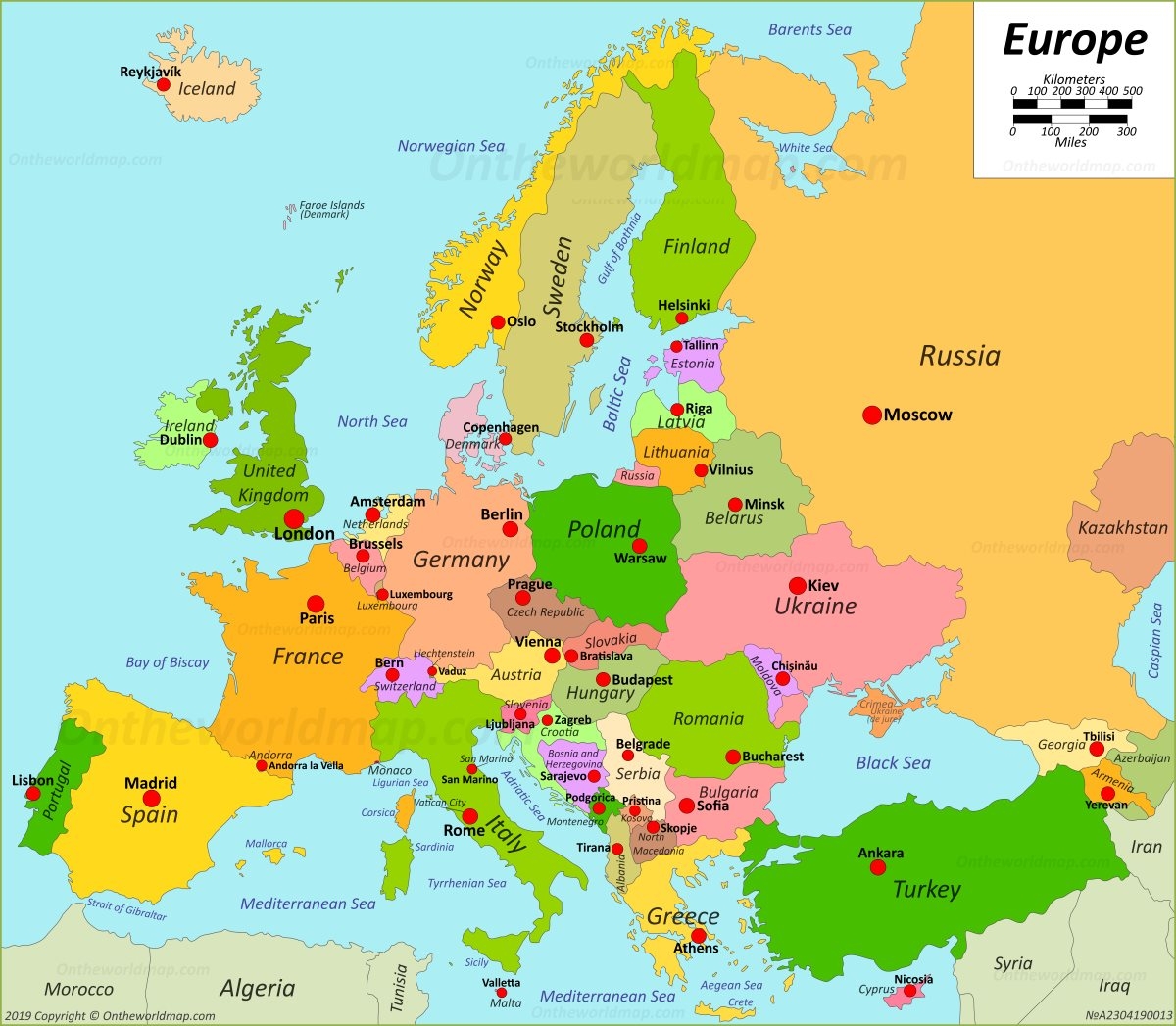Europe Political Map Printable