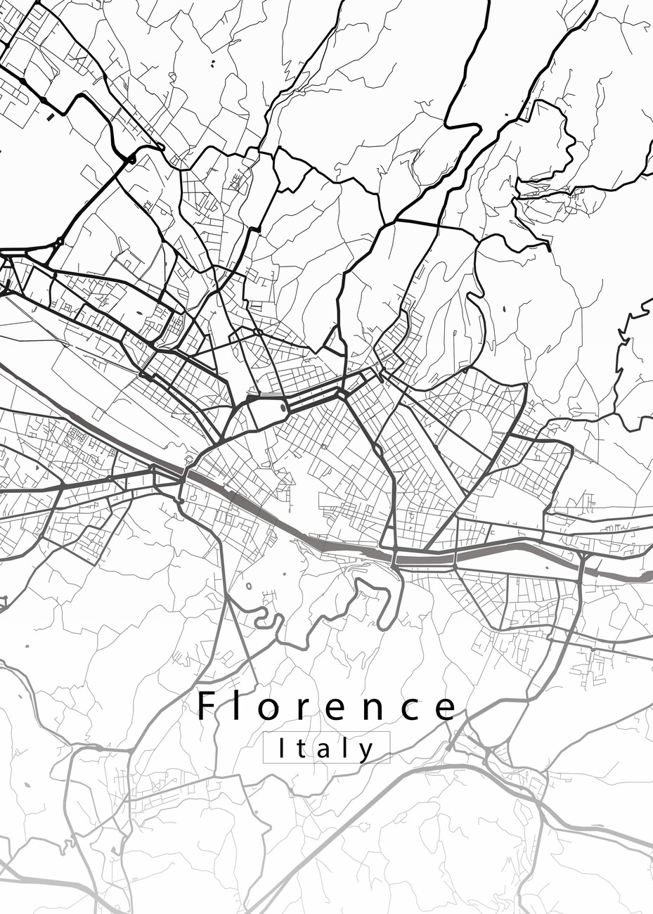 Map Of Florence Italy City Map White Maps Of All Cities And Countries For Your Wall Europosters