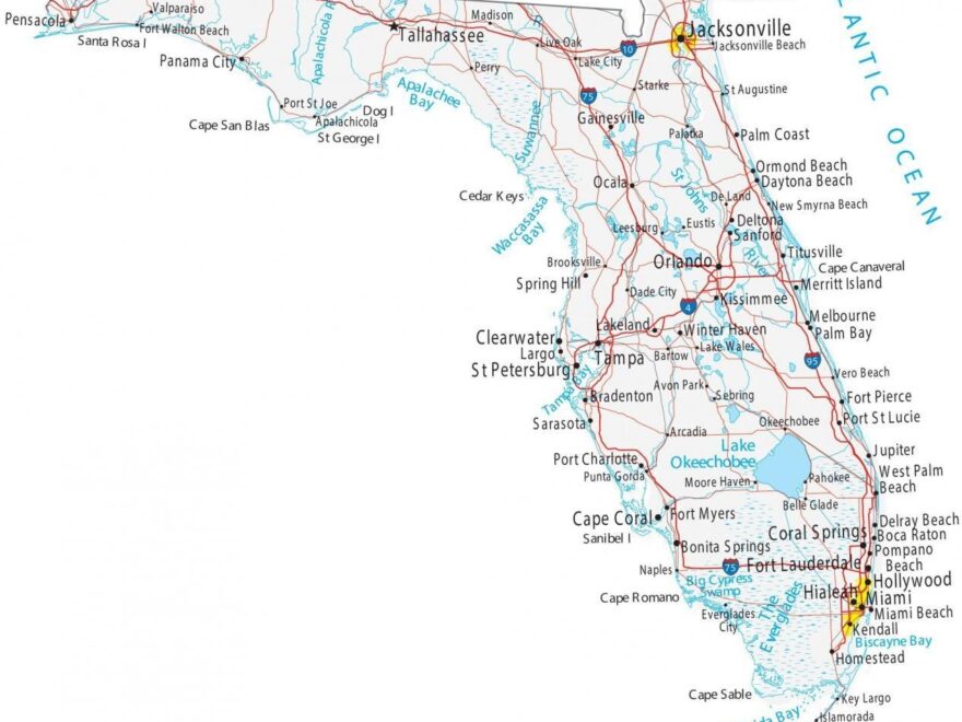 Map Of Florida Cities And Roads GIS Geography