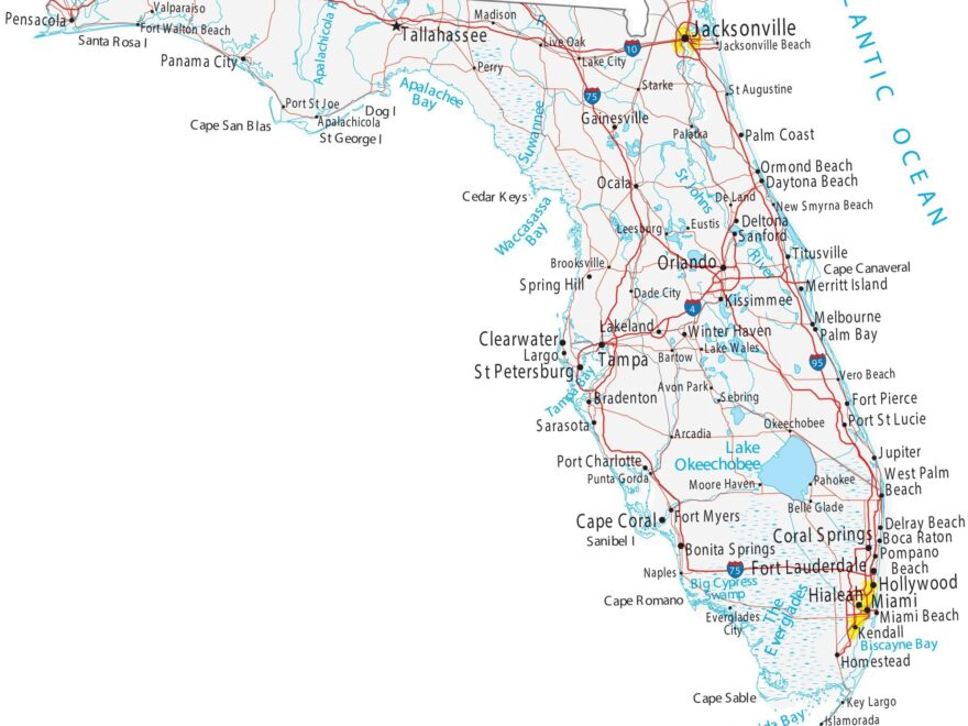 Map Of Florida Cities And Roads GIS Geography