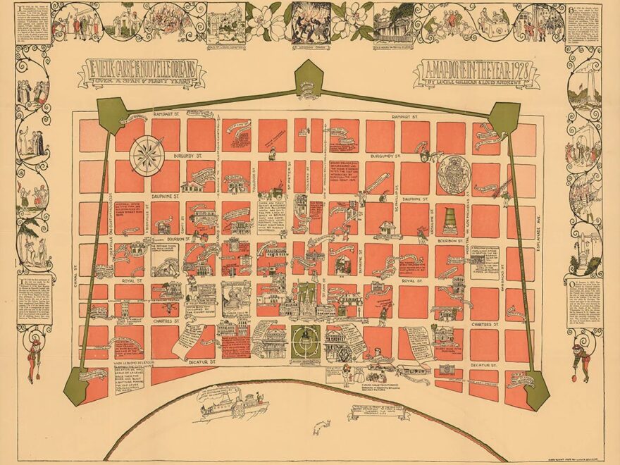 Map Of French Quarter vieux Carr Barrio Franc s In New Orleans Louisiana Vintage Home Deco Style Old Wall Reproduction Map Print Etsy
