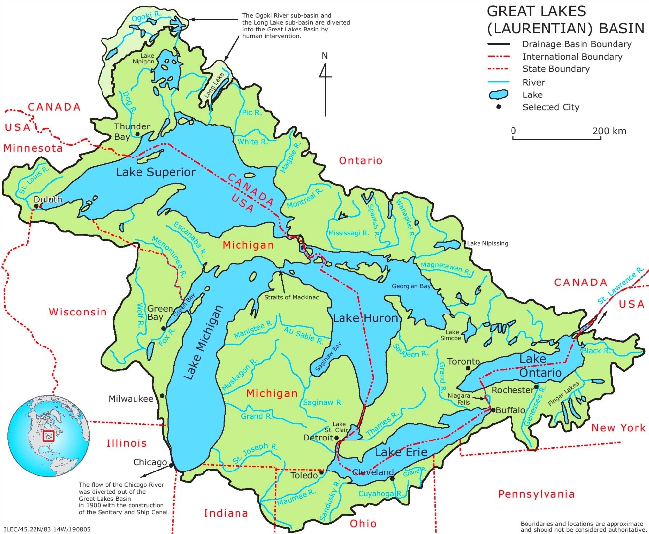 Printable Map Of Great Lakes Printable Map Of Great Lakes