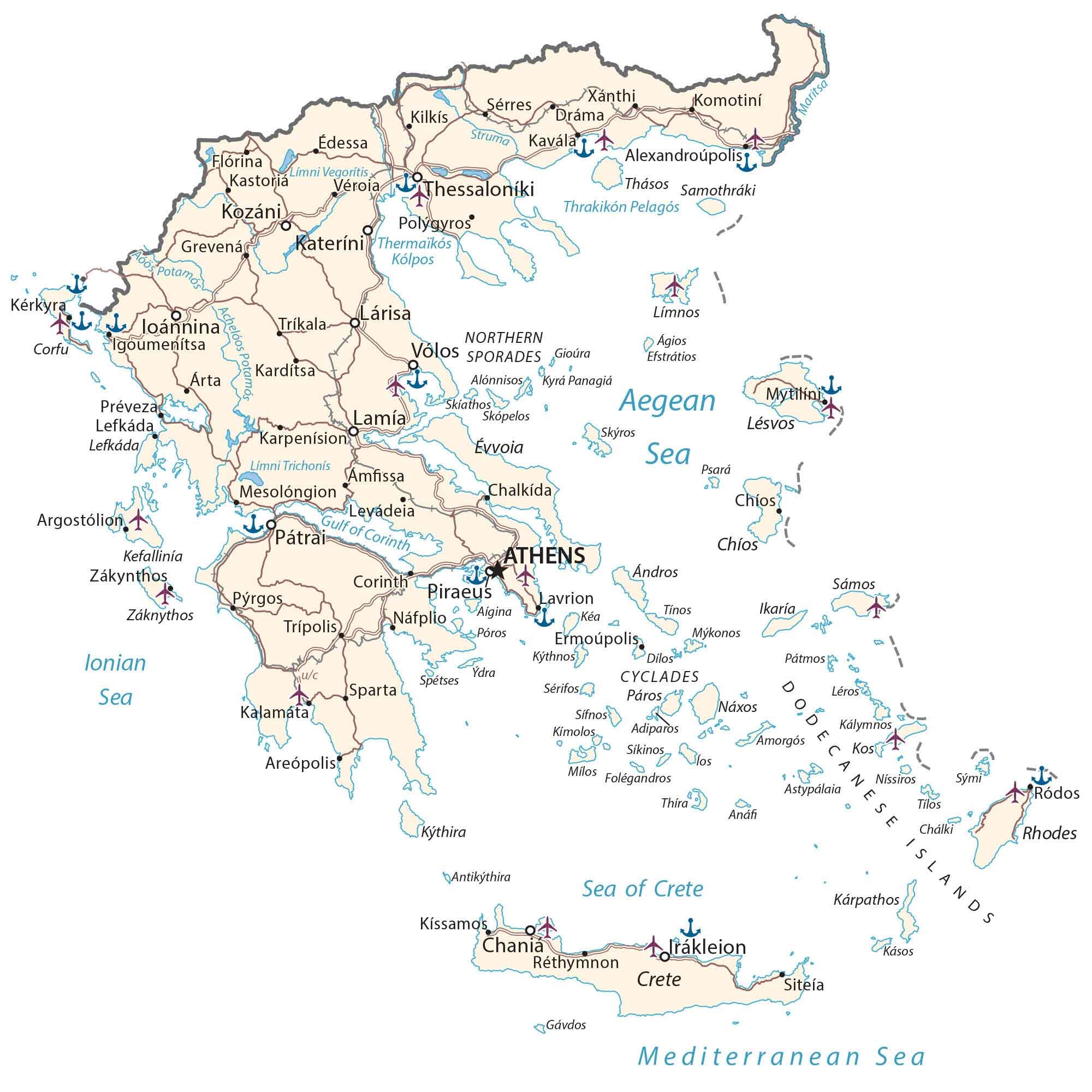 Free Printable Map Of Greece And Islands