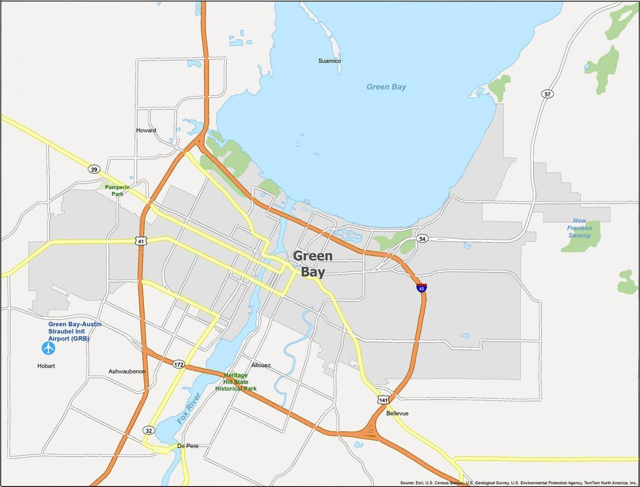 Map Of Green Bay Wisconsin GIS Geography