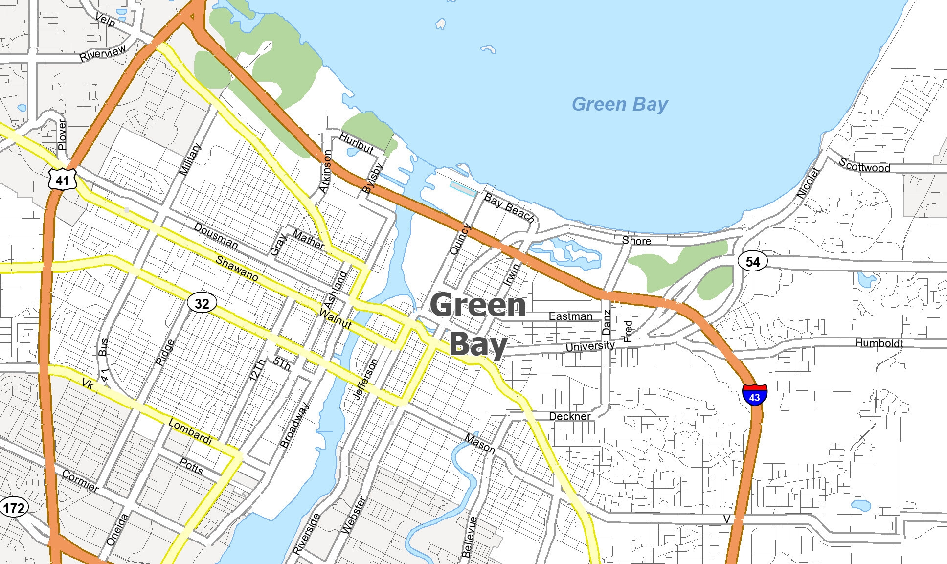 Map Of Green Bay Wisconsin GIS Geography