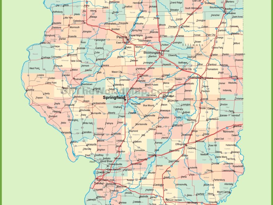 Map Of Illinois With Cities And Towns Ontheworldmap