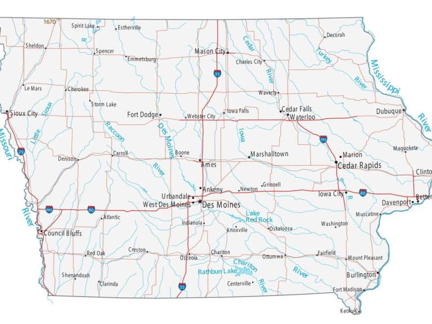 Map Of Iowa Cities And Roads GIS Geography