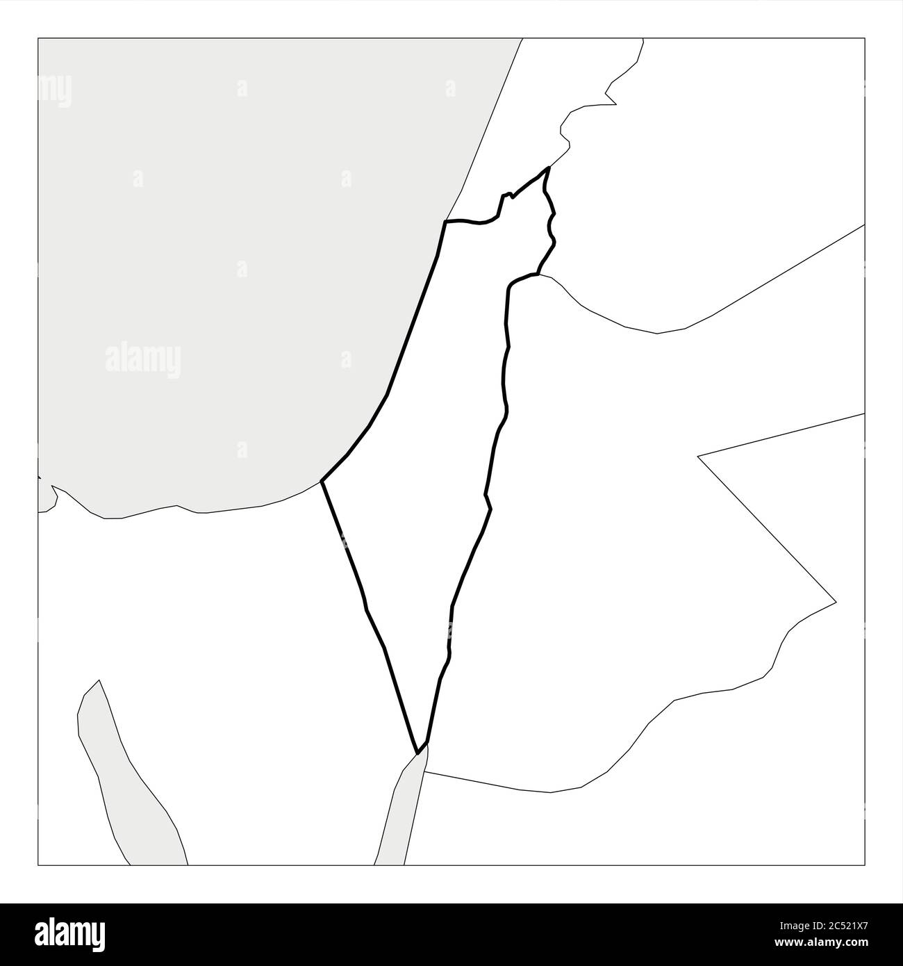 Map Of Israel Black Thick Outline Highlighted With Neighbor Countries Stock Vector Image Art Alamy