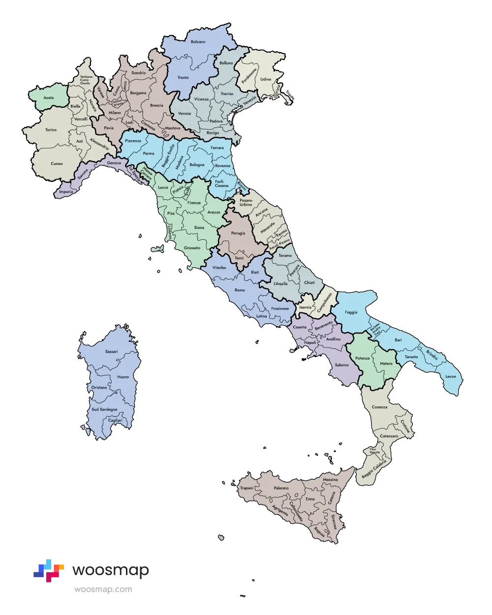 Printable Map Of Italy Regions Printable Map Of Italy Regions