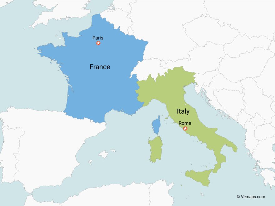Map Of Italy And France Free Vector Maps
