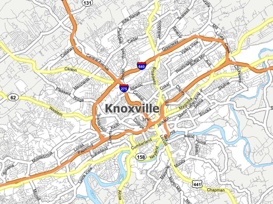 Map Of Knoxville Tennessee GIS Geography