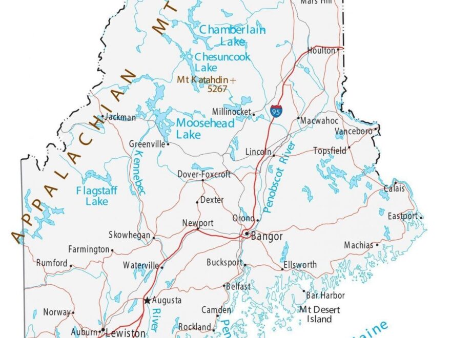 Map Of Maine Cities And Roads GIS Geography