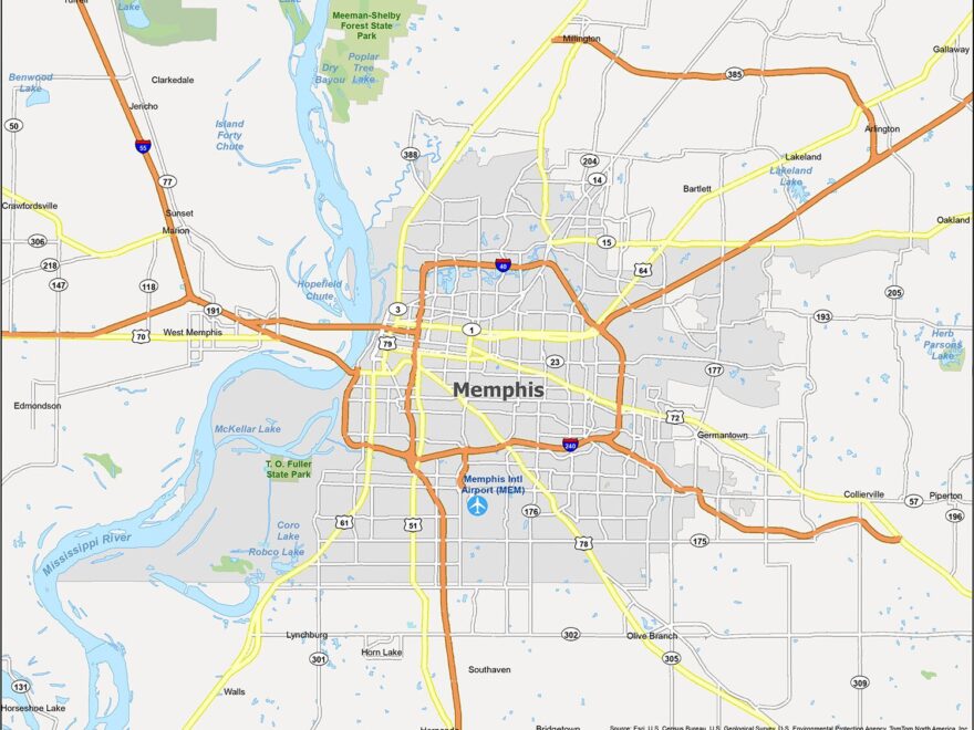 Map Of Memphis Tennessee GIS Geography