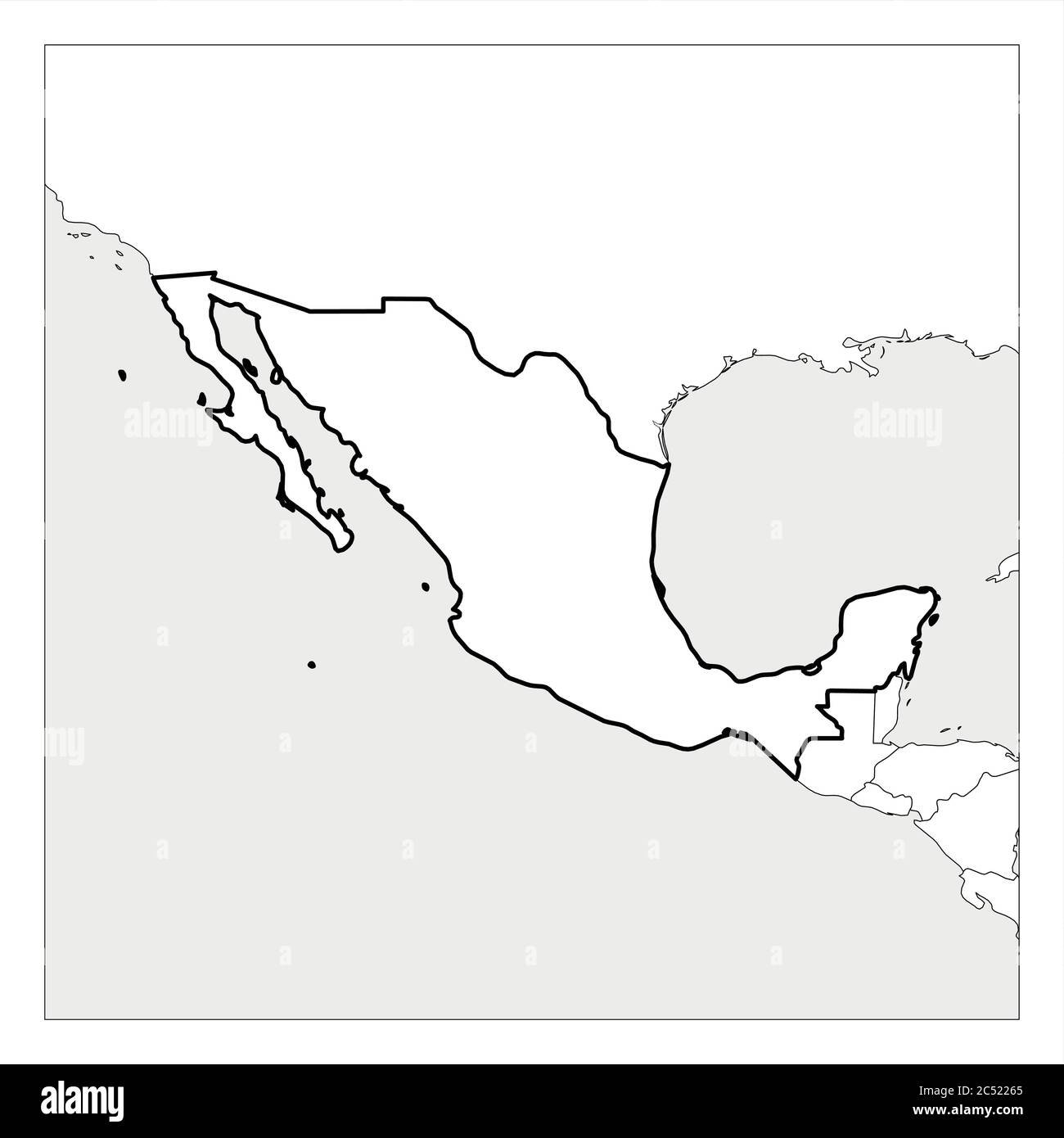 Map Of Mexico Black Thick Outline Highlighted With Neighbor Countries Stock Vector Image Art Alamy