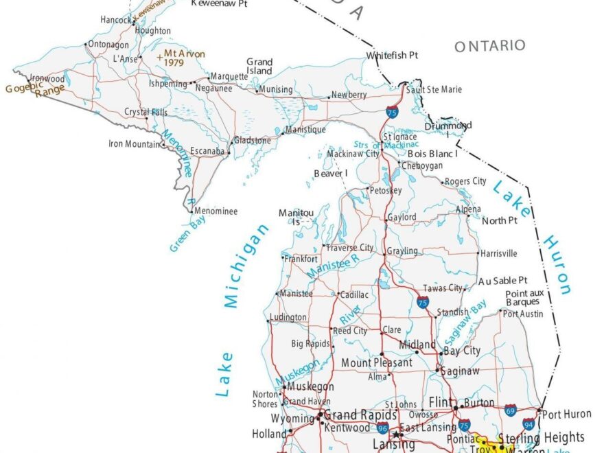 Map Of Michigan Cities And Roads GIS Geography