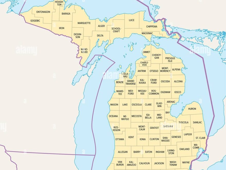 Map Of Michigan State Hi res Stock Photography And Images Alamy