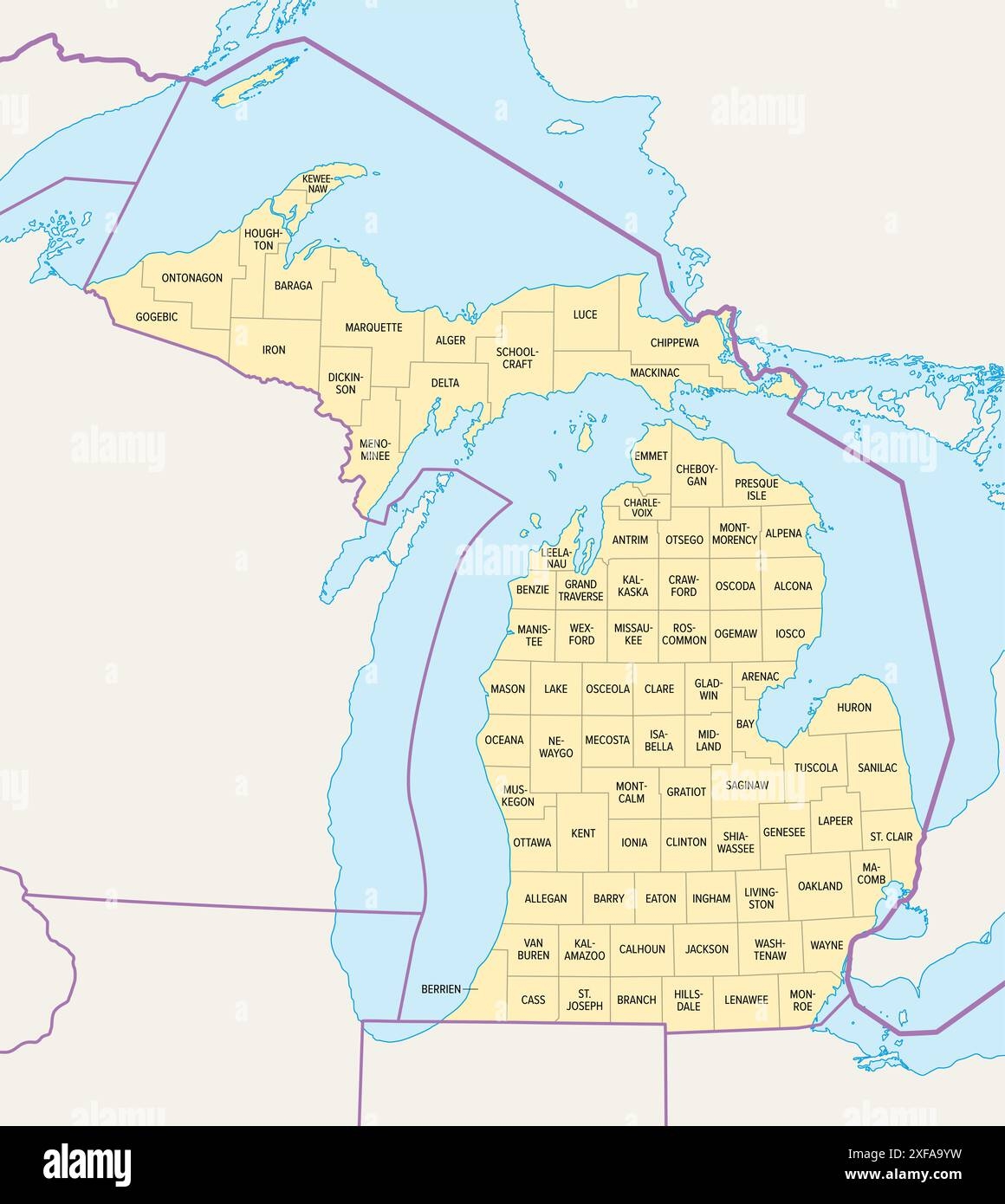 Map Of Michigan State Hi res Stock Photography And Images Alamy