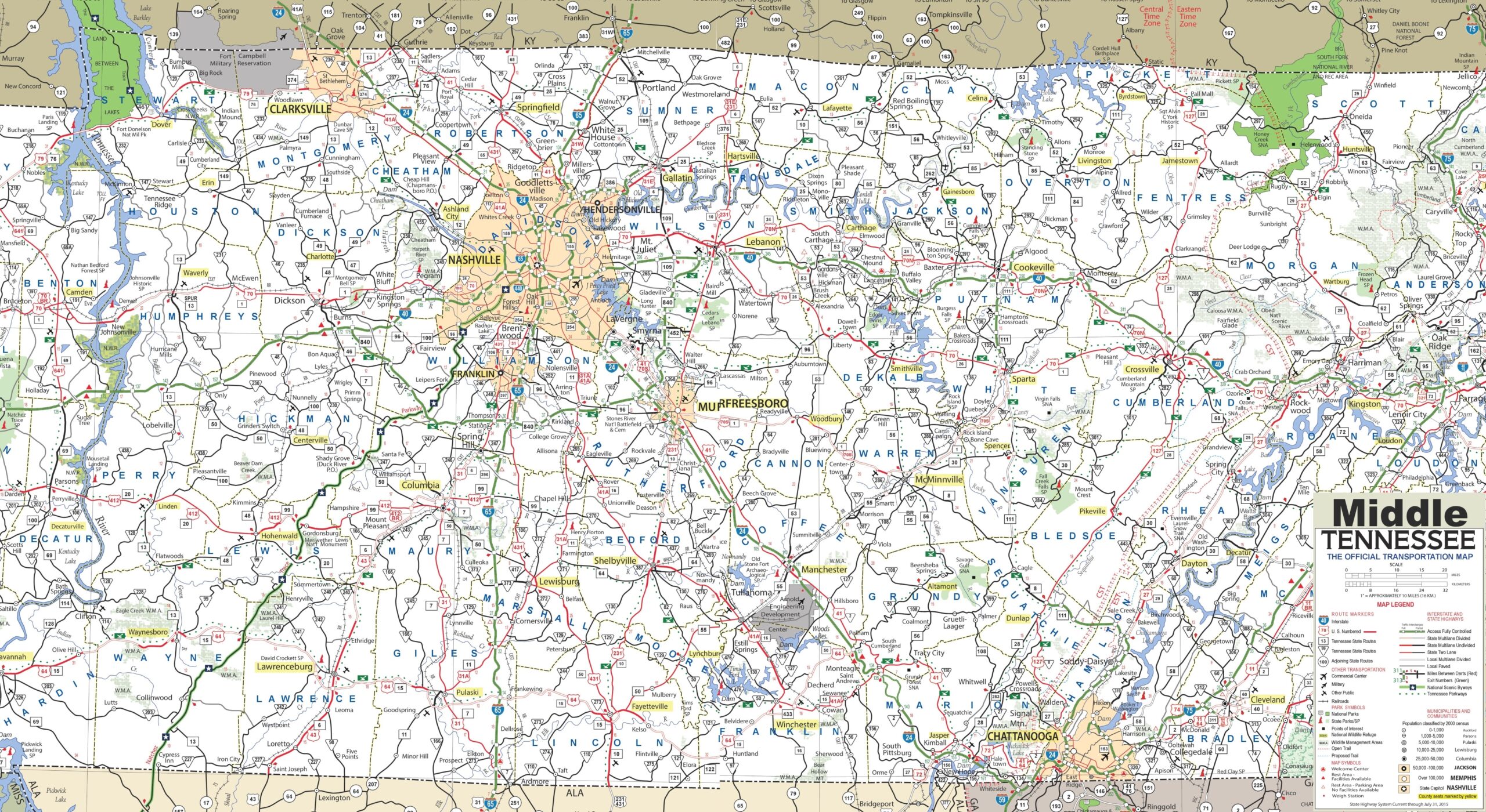 Printable Tennessee Map With Cities
