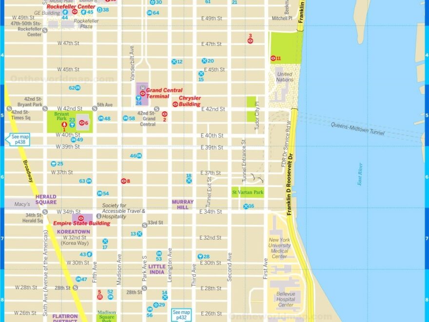 Map Of Midtown East And Fifth Avenue Ontheworldmap